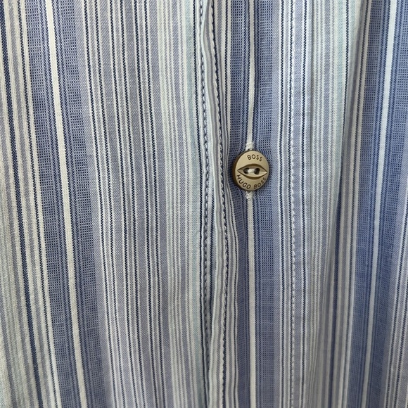Boss Orange Blue Stripe Button Down Top Size L - Picture 8 of 9